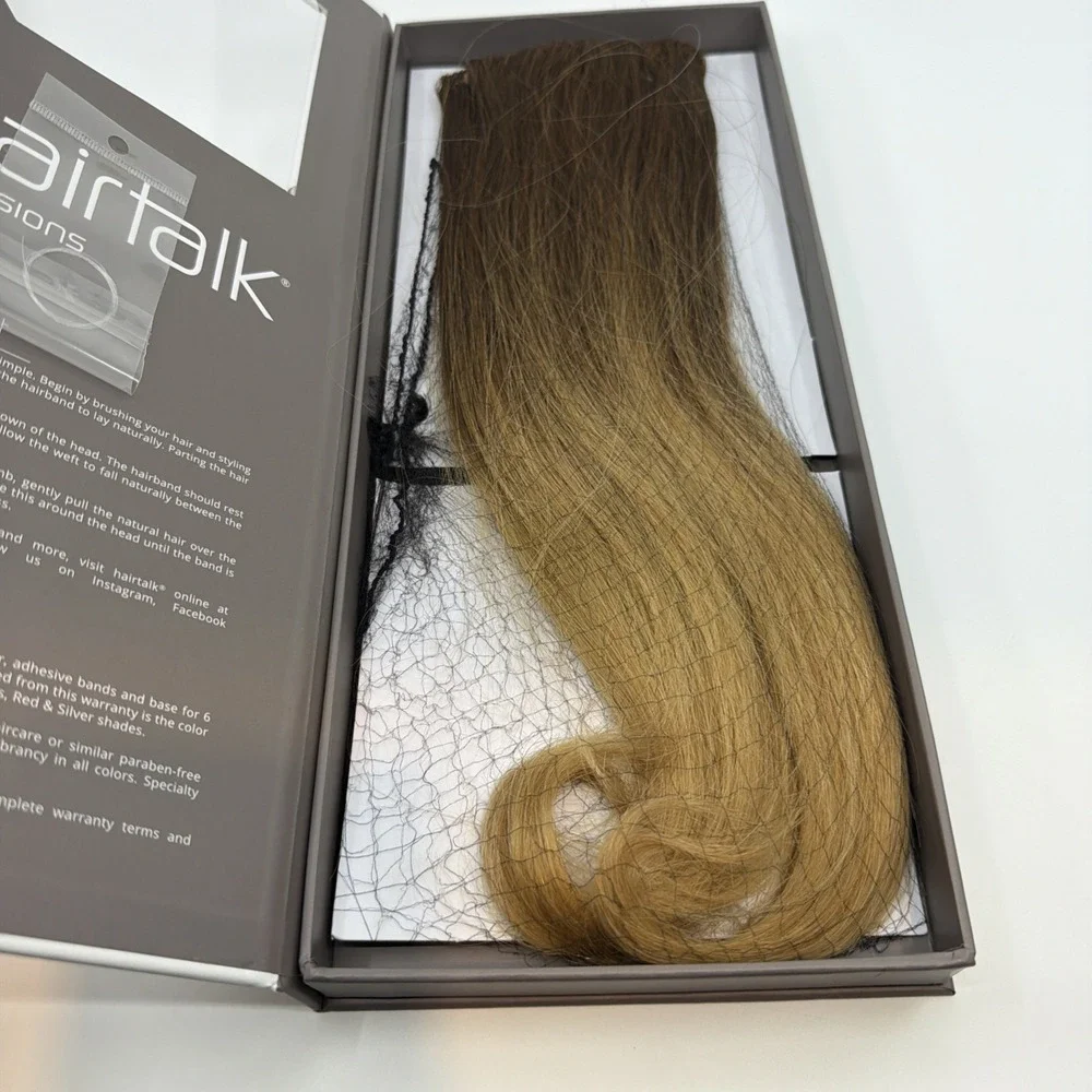 16 inch HairTalk Hairband, Balayage HaloCouture Golden Blonde, Halo Extensions.